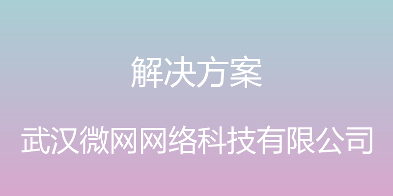 解决方案 - 武汉微网网络科技有限公司