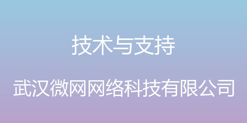 技术与支持 - 武汉微网网络科技有限公司