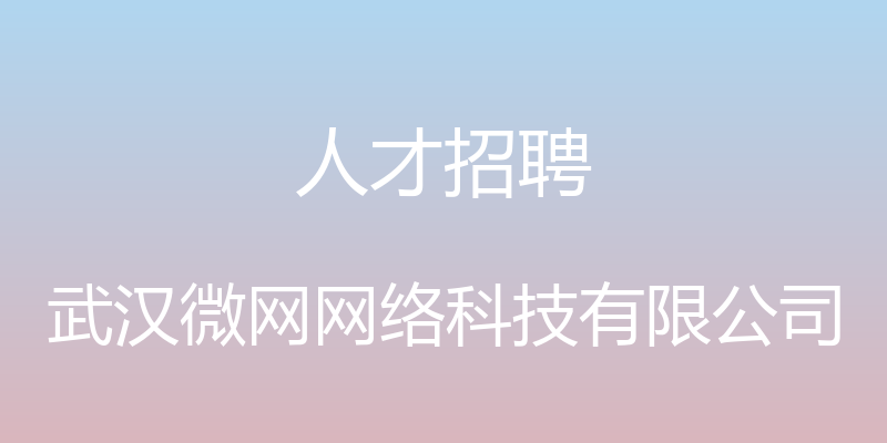 人才招聘 - 武汉微网网络科技有限公司