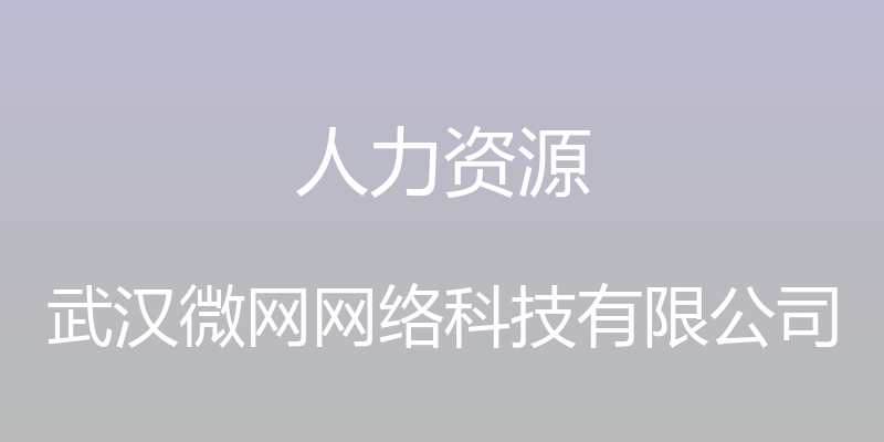 人力资源 - 武汉微网网络科技有限公司