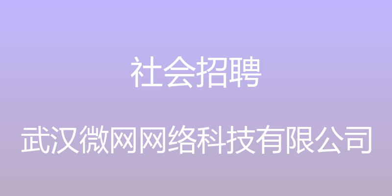 社会招聘 - 武汉微网网络科技有限公司