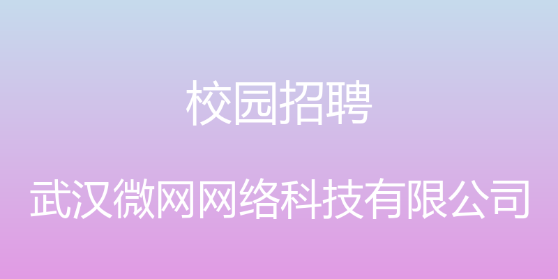 校园招聘 - 武汉微网网络科技有限公司