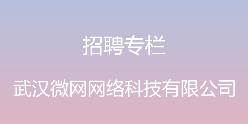 招聘专栏 - 武汉微网网络科技有限公司