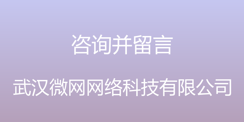 咨询并留言 - 武汉微网网络科技有限公司