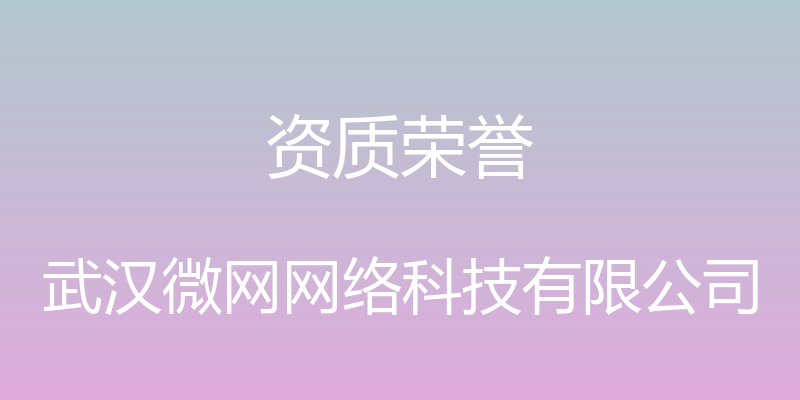 资质荣誉 - 武汉微网网络科技有限公司